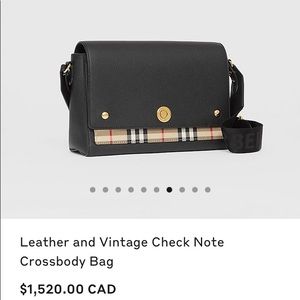Authentic Burberry LeatherCheck Note Crossbody Bag